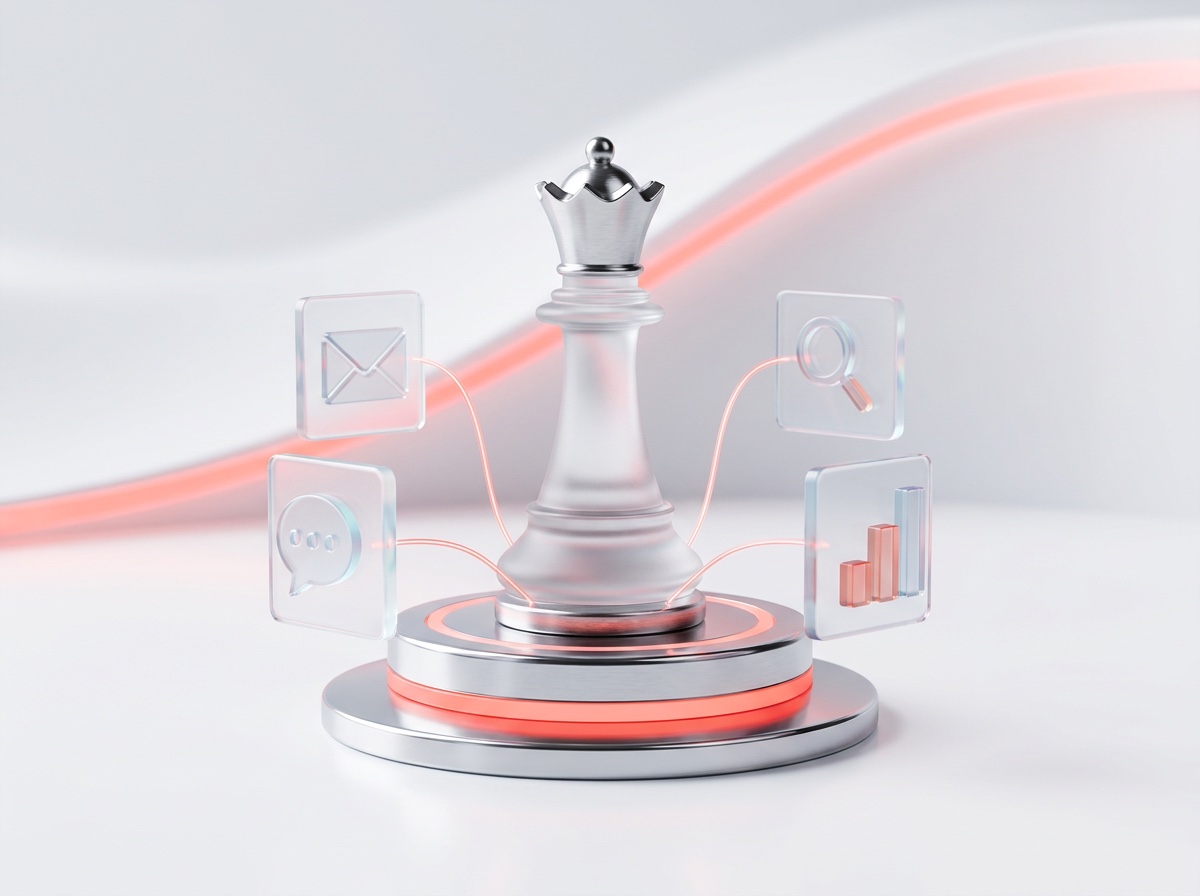 Light 3D render of a chess queen — a metaphor for senior growth ownership